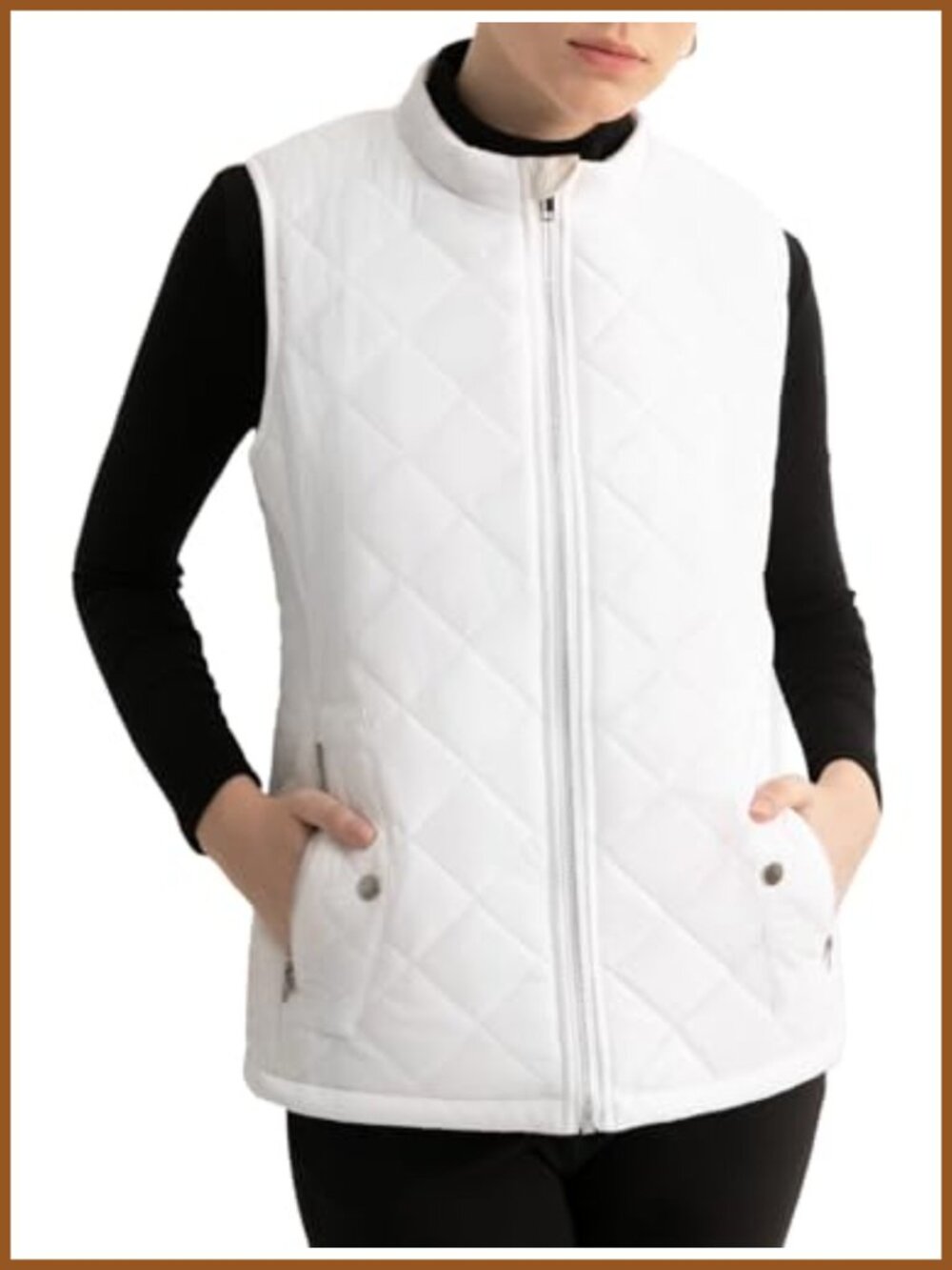 Quilted Water-Resistant Puffer Vest Zip-Up Lightweight Sleeveless Layering